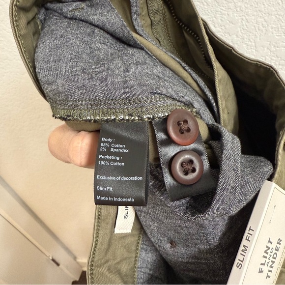 Flint and Tinder Slim Fit Military Olive Size 30 X 30 BNWT - Picture 7 of 8